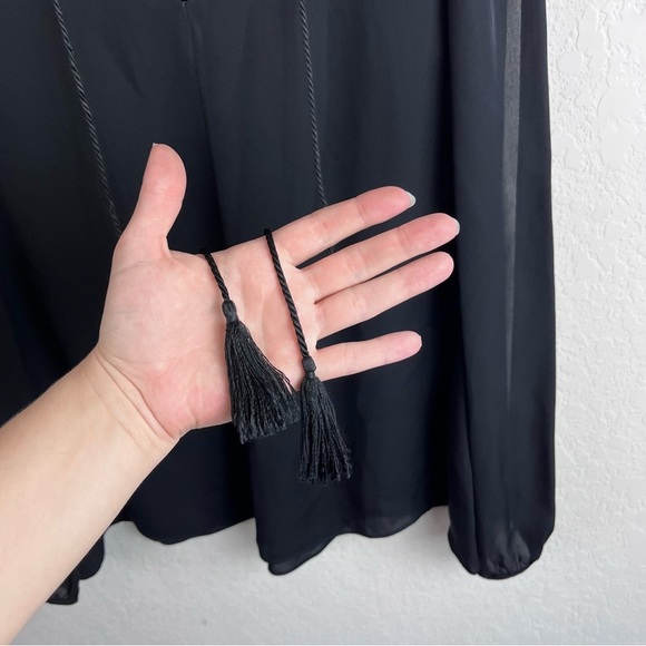 St. John Black Label Blouse Top Cold Shoulder Slit Sleeve - Picture 7 of 11